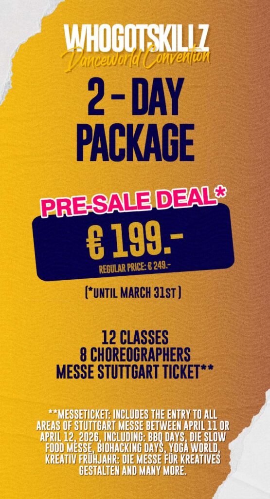 pre sale weekend package whogotskillz danceworld convention 2026